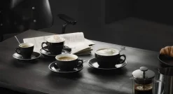 Caffé Latte Tasse - Italia Black | Schwarz - 350 ml (6 Stk)