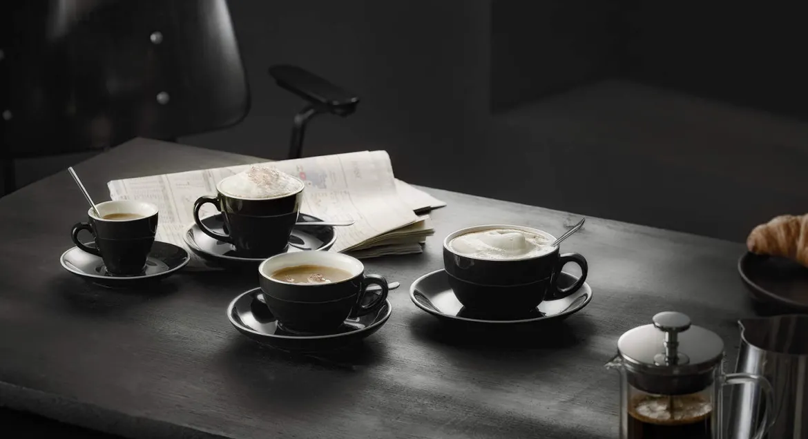 Caffé Latte Untertasse - Italia Black | Schwarz - Ø 17 cm (6 Stk)