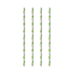 Cocktail Papierstrohhalm | Grüne Punkte - Ø 6 mm x 20 cm - Papstar Pure (100 Stk)