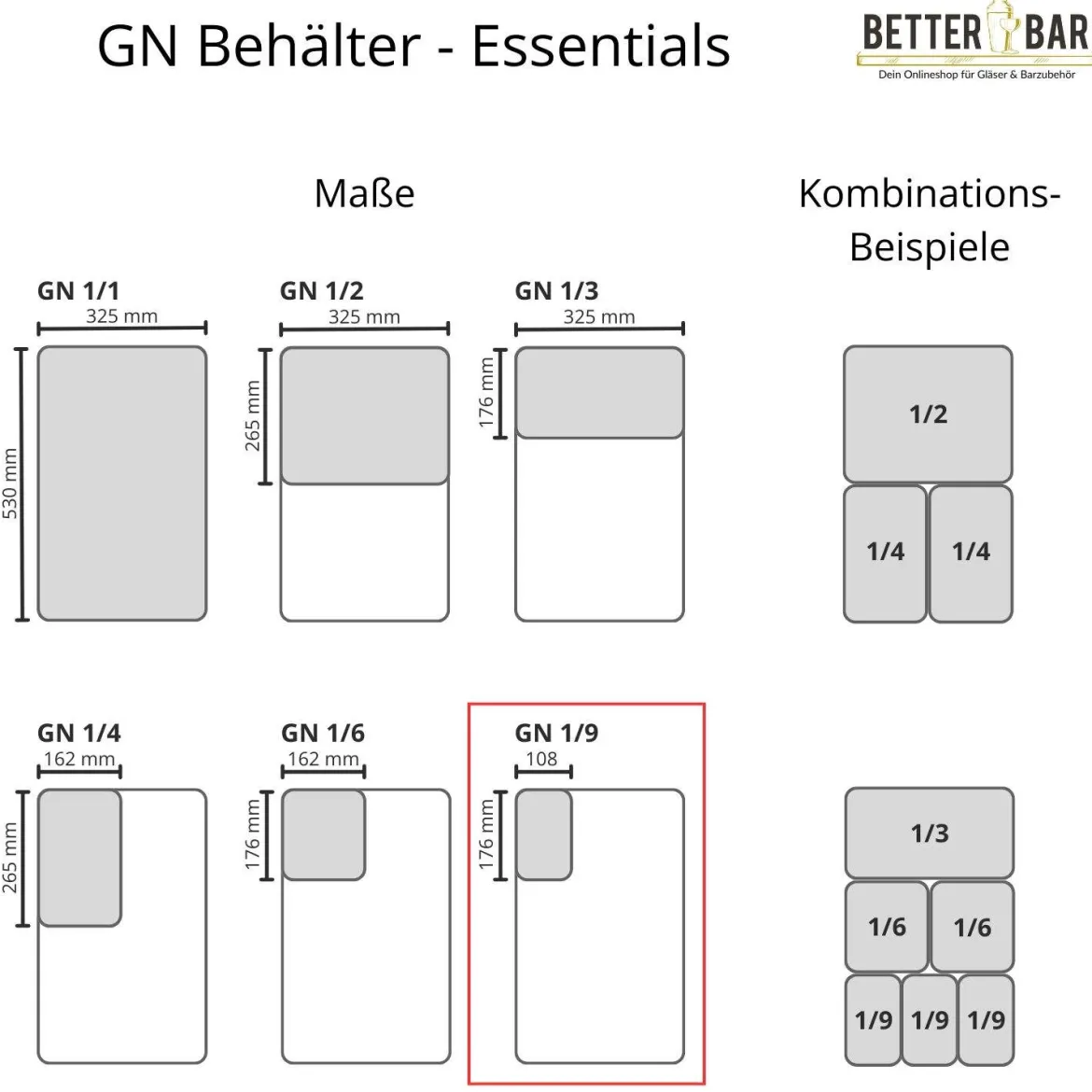 GN 1/9 Behälter - Edelstahl - GN Essentials | 15 cm