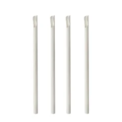 Papierstrohhalme mit Löffel | Weiß - Ø 8 mm x 20 cm - Papstar Pure (100 Stk)