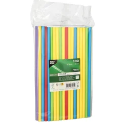 Shake Papier-Trinkhalm | Bunt - Ø 8 mm x 25 cm - Papstar Pure (100 Stk)