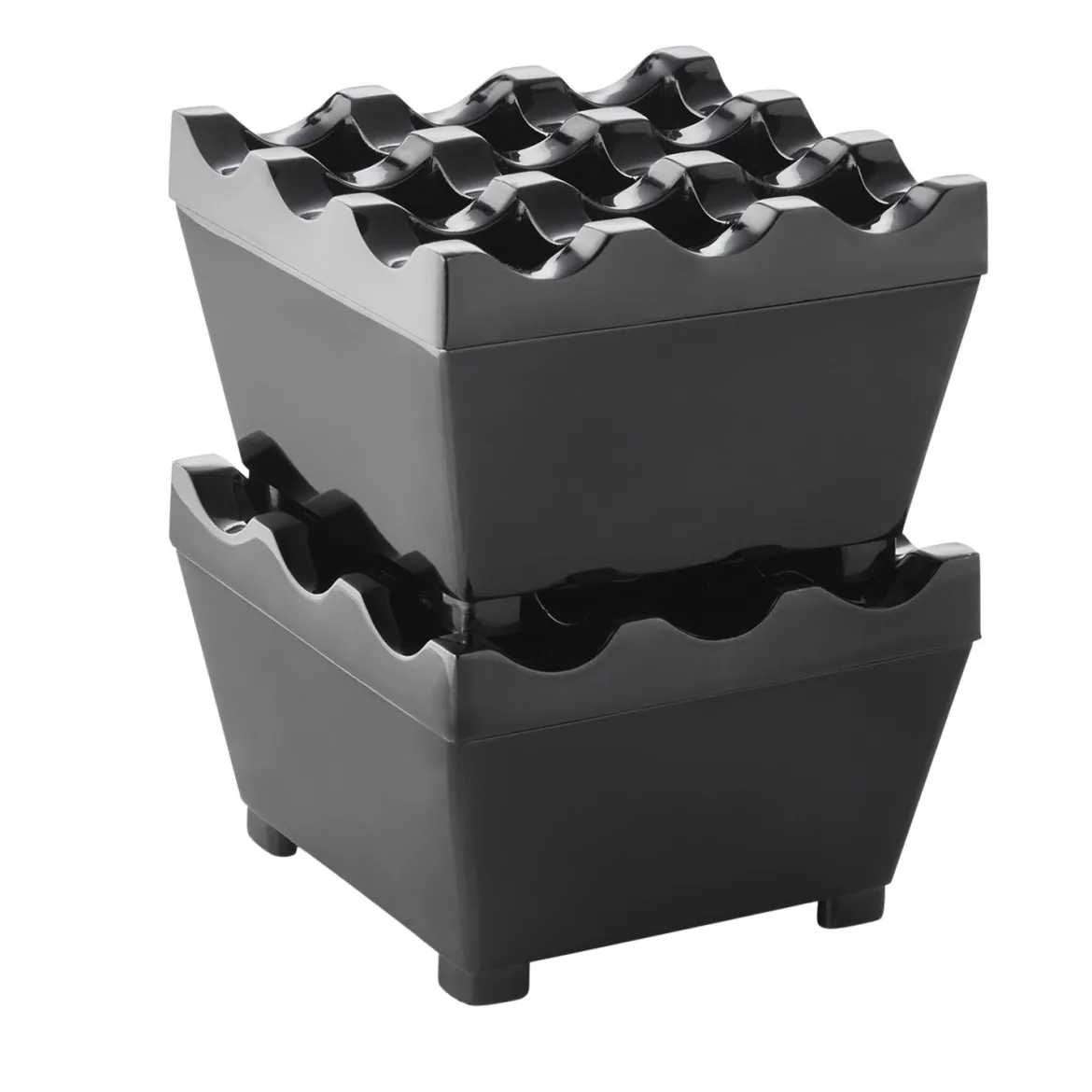 Windaschenbecher schwer | stapelbar - schwarz - 7,5 cm